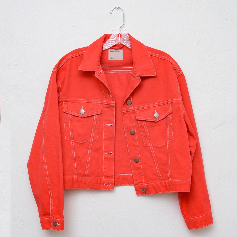ASOS Oversized Red Denim Jacket NWOT